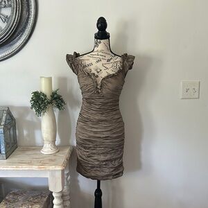 BCBG Max Azria Mauve Ruffled & Rouched Mini Cocktail Dress Size 4